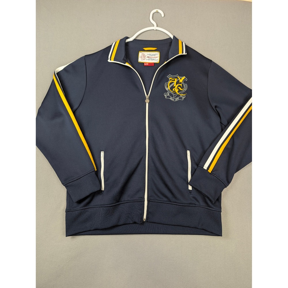 American Eagle Sportswear Navy Blue Varsity Track Jacket Mens XL Racing Stripes